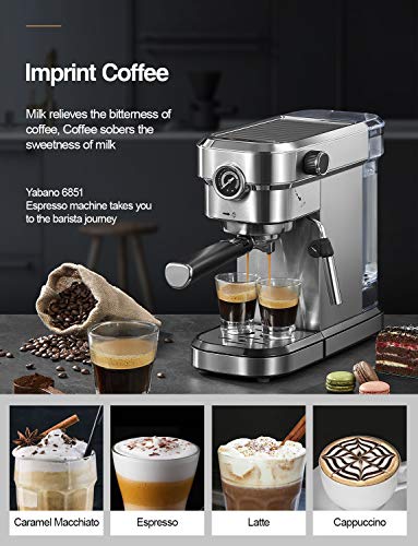 Espresso Machine, 15 Bar Espresso and Cappuccino Latte Machiato Maker with  Frother, Stainless Steel, Silver