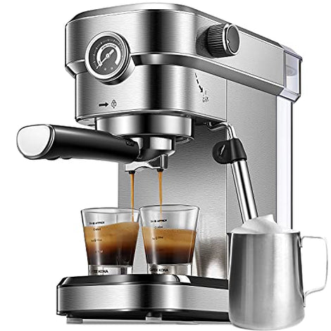 Espresso Machine 15 Bar Black Coffee Machine With Foaming Milk